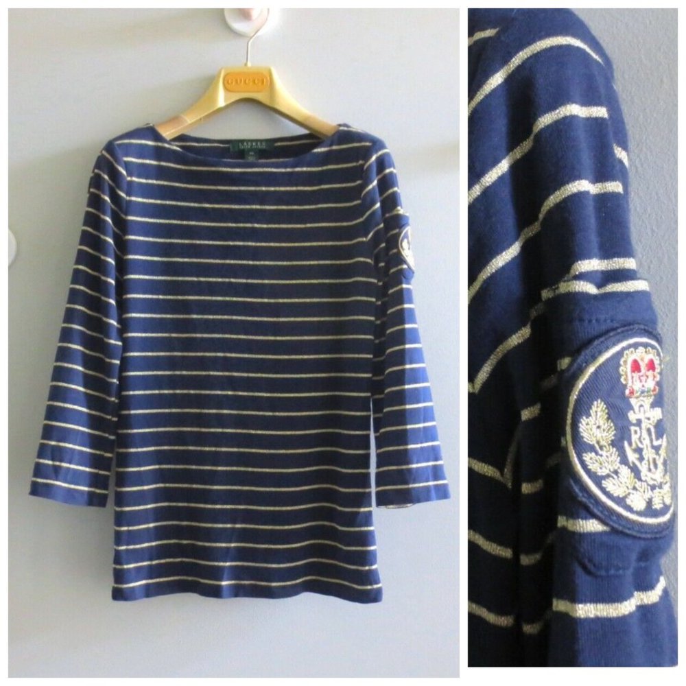 LAUREN RALPH RAUREN WOMEN STRIPED BOATNECK T-SHIRT